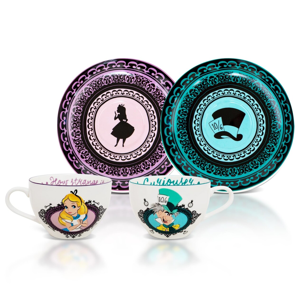 Disney Alice In Wonderland Mad Hatter Bone China Teacup and Saucer | Set of 2